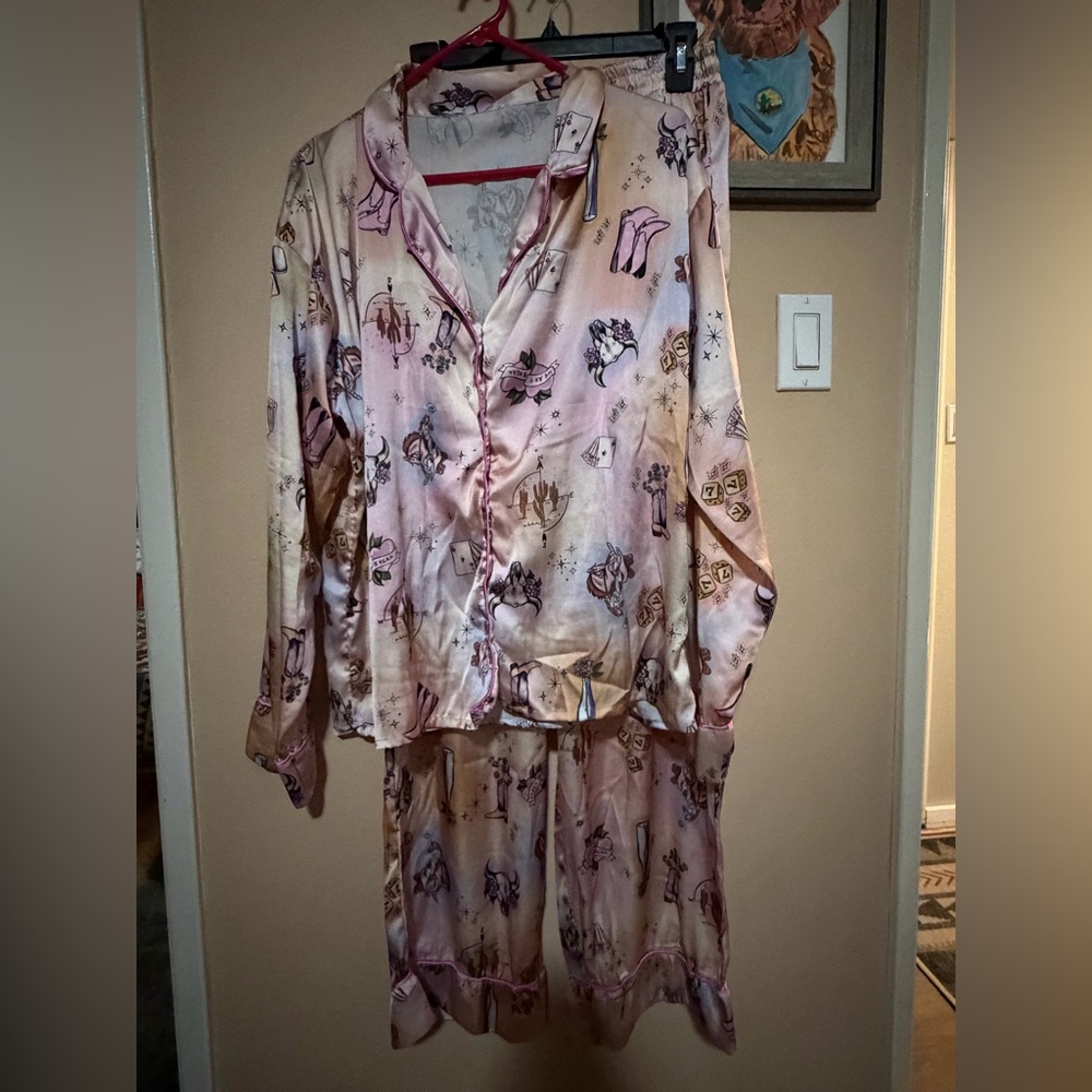 Nasty Gal Satin Western Pajama Set